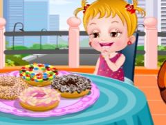 Baby Hazel and Mom Bakes Donuts