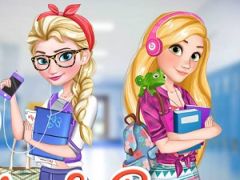 Elsa and Rapunzel College Girls